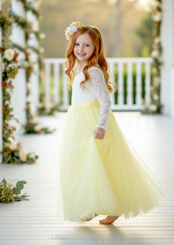 boho yellow flower girl dress