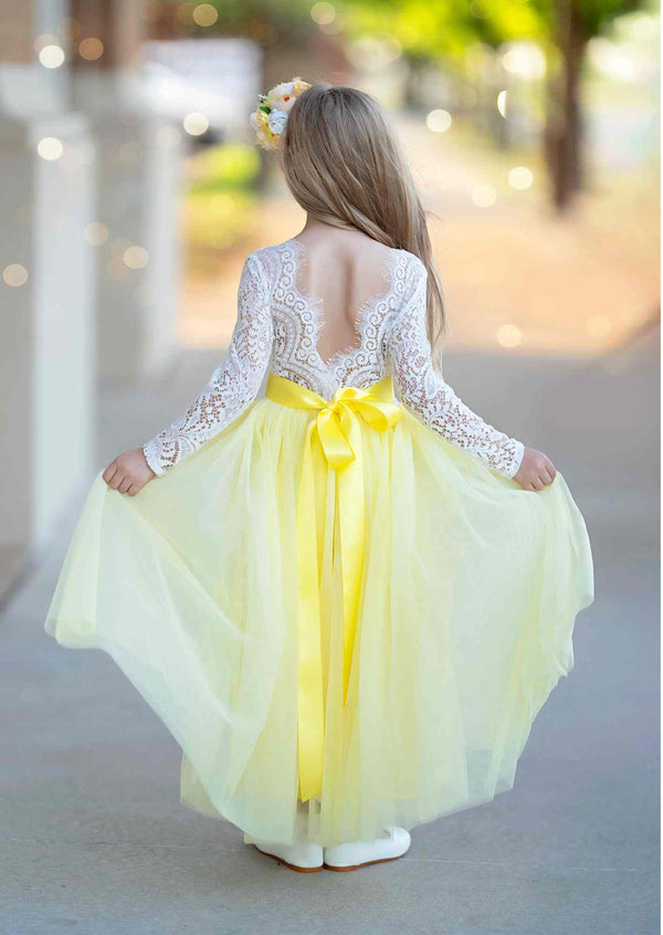 Rustic vintage backless flower girl dresses