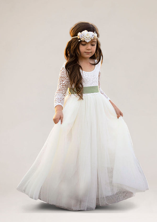 Ivory Boho Vintage Flower Girl Dress for Toddlers