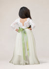 Ivory Flower Girl Dress with Sage Sash for Toddlers