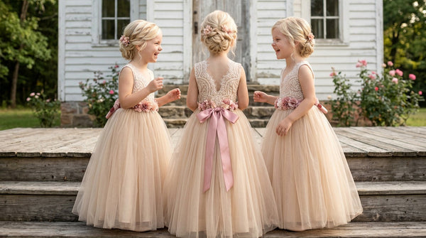 Champagne & Ivory Flower Girl Dresses 