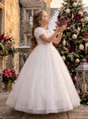 White Special Occasion Gown for Girls | Flower Girl & Communion Dress