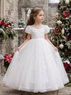 White Special Occasion Gown for Girls | Flower Girl & Communion Dress
