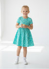 Girls Charlotte Twirl Dress in Aqua - Twirl Dresses
