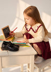 girls Cherry Collar Pullover Sweater with Burgundy