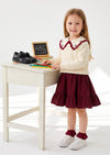 girls Cherry Collar Pullover Sweater with Burgundy