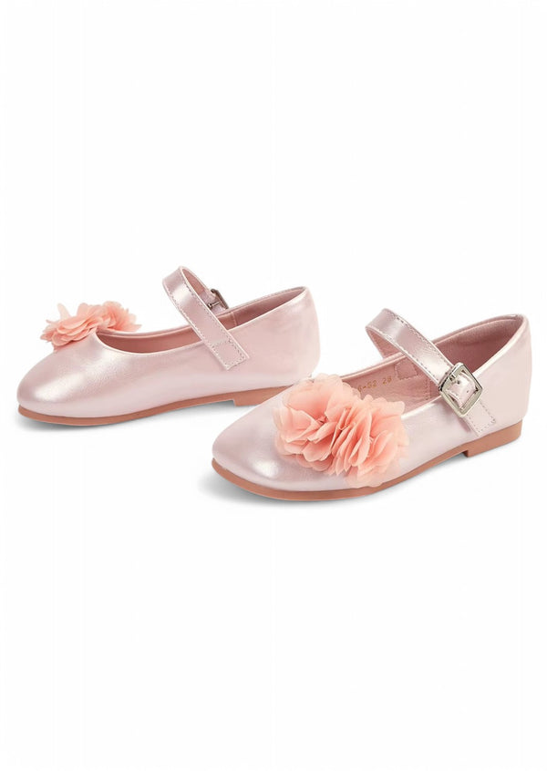 Chiffon Flower Shoes in Blush