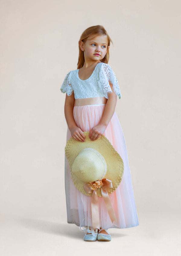 Flutter Sleeve Flower Girl Dress in Blush for Toddlers