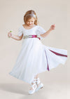 White Flutter Sleeve Flower Girl Dresses for Toddlers