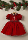 Nutcracker Ballet Velvet Embroidered Dress In Deep Red (0-3M to 12Yr)
