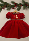 Nutcracker Ballet Velvet Embroidered Dress In Deep Red (0-3M to 12Yr)