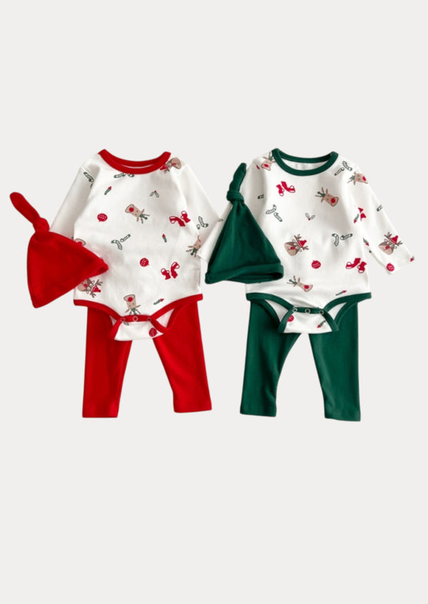 Christmas Onesie 3 Piece Set Red
