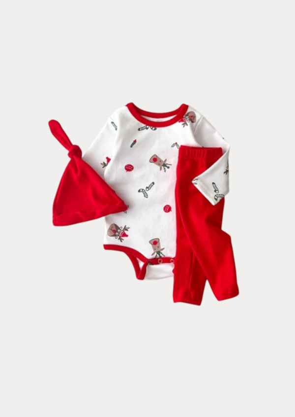 Christmas Onesie 3 Piece Set Red