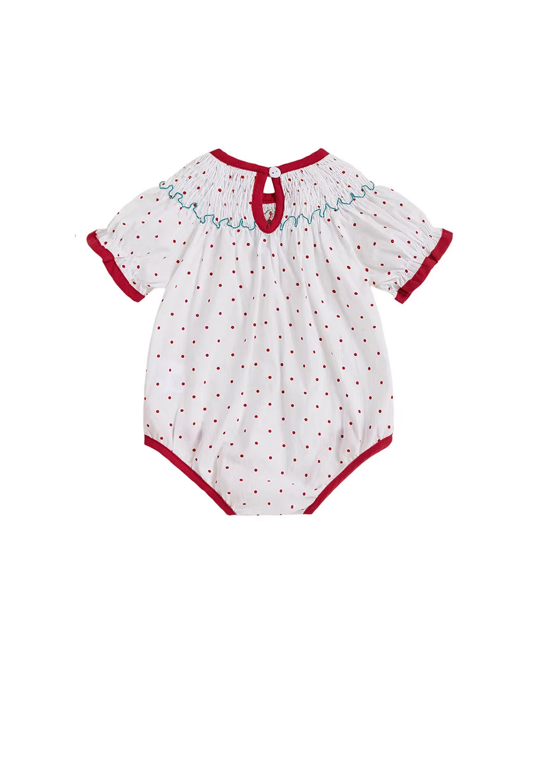 Christmas Trees Smocked Romper || White Red
