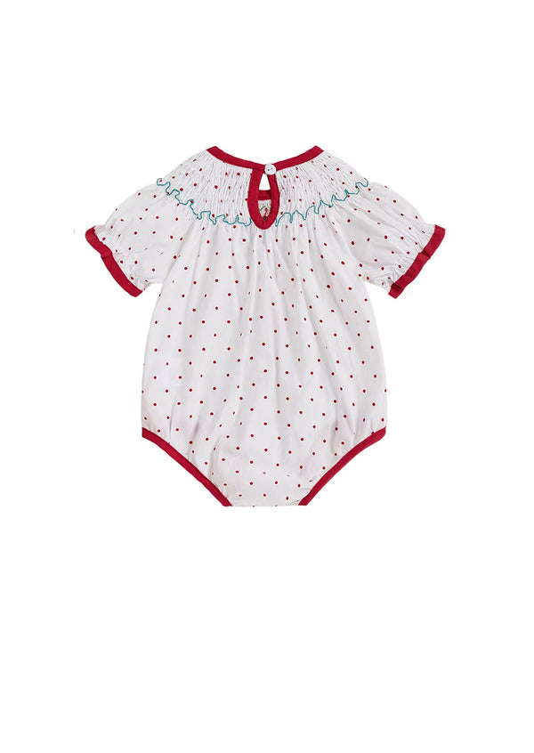 Christmas Trees Smocked Romper || White Red