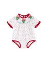 Christmas Trees Smocked Romper || White Red