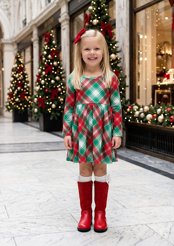 Merry Bright & Plaid Holiday Dress | Girls Christmas Dress
