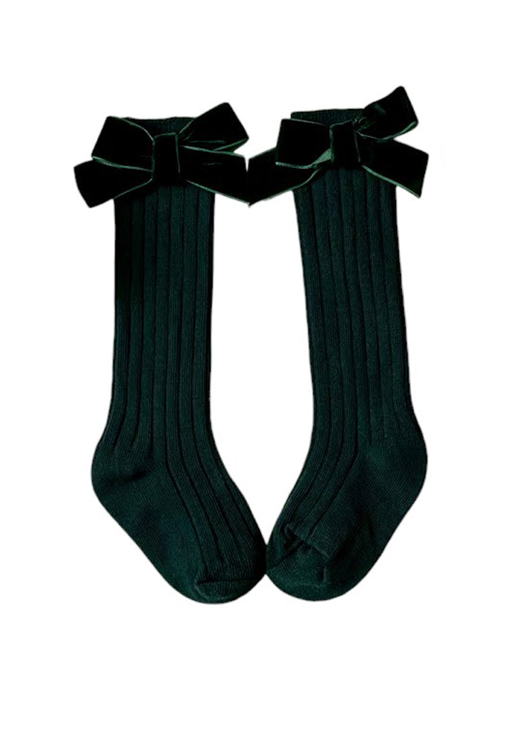 Velvet Bow Holiday Knee Socks || Deep Red Green White