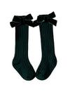 Velvet Bow Holiday Knee Socks || Deep Red Green White