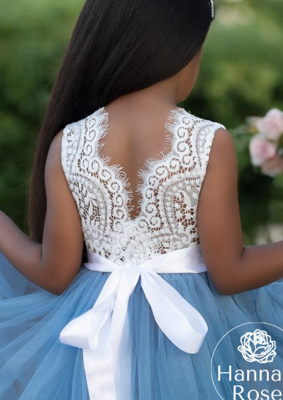 Sleeveless Navy Rustic Tulle Dress