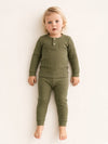Soft Cotton Cuffed Girls Pajamas in Fern | Toddler Sleepwear