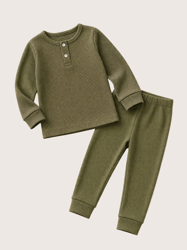 Soft Cotton Cuffed Girls Pajamas in Fern | Toddler Sleepwear