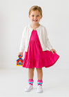 Girls Classic Cotton Twirl Dress in Hot Pink