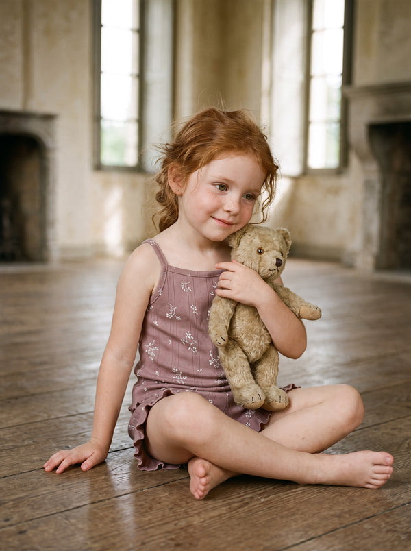 Ruffle Shorts and Cami Girls Pajamas in Rosewood | Toddler Sleepwear
