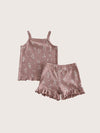Ruffle Shorts and Cami Girls Pajamas in Rosewood | Toddler Sleepwear