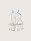 Ruffle Bows Shorts and Cami Girls Blue Pajamas Set | Toddler Sleepwear
