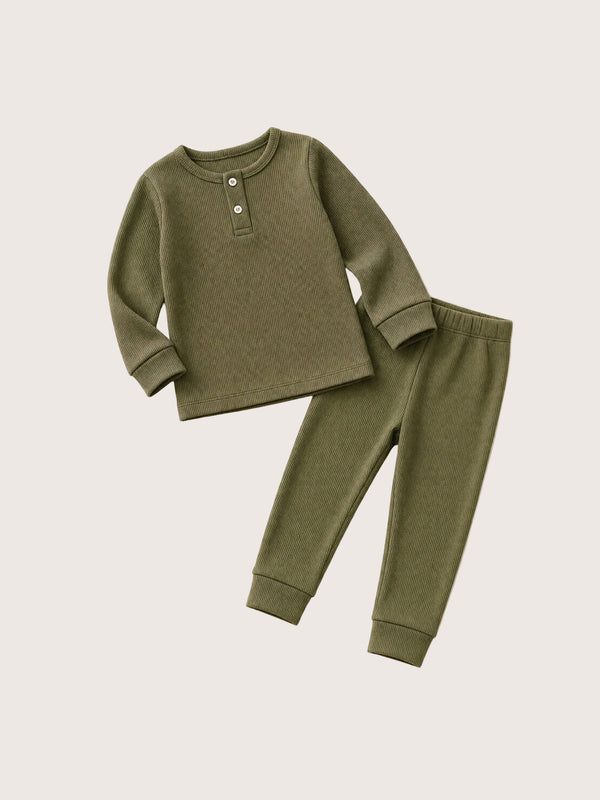 Soft Cotton Cuffed Pajamas in Fern
