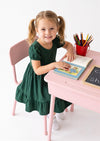 Classic Cotton Twirl Dress in Hunter Green 2