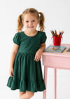 Classic Cotton Twirl Dress in Hunter Green 2