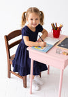 Classic Cotton Twirl Dress in Navy