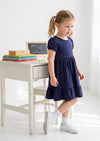 Classic Cotton Twirl Dress in Navy
