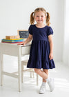 Classic Cotton Twirl Dress in Navy