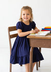 Classic Cotton Twirl Dress in Navy