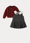 Cloverly Dress & Sweater Set in Gray Burgundy