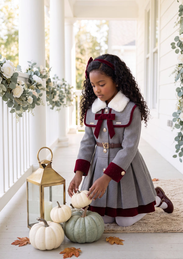 Velvet Bow Winter Manor Coat Dress | Girls Fall Clothes & Outfits