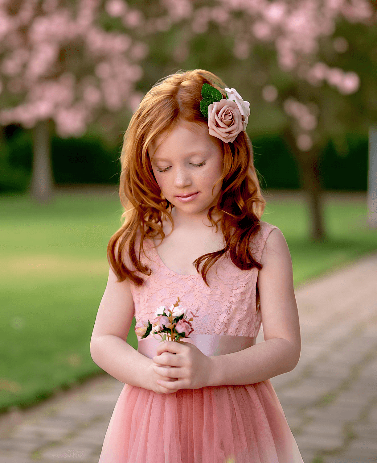 Coral Sleeveless Lace & Tulle Flower Girl & Boho Junior Bridesmaid Dress
