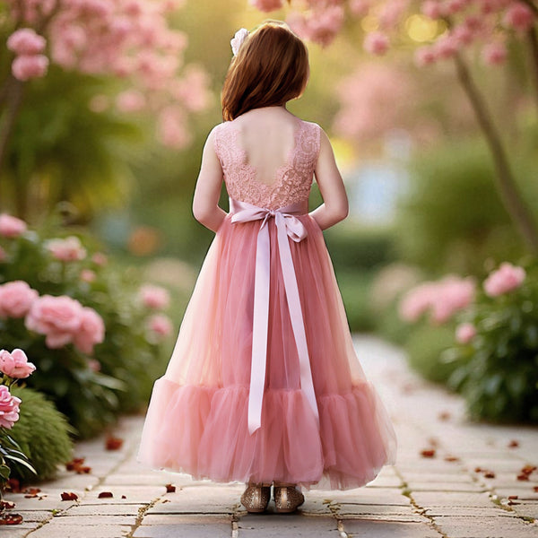 Sleeveless Coral Flower Girl Dresses for Classic Wedding Style