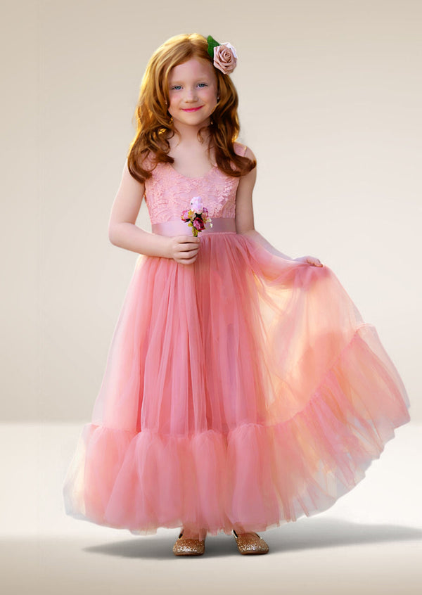 Coral flower girl dresses for toddlers