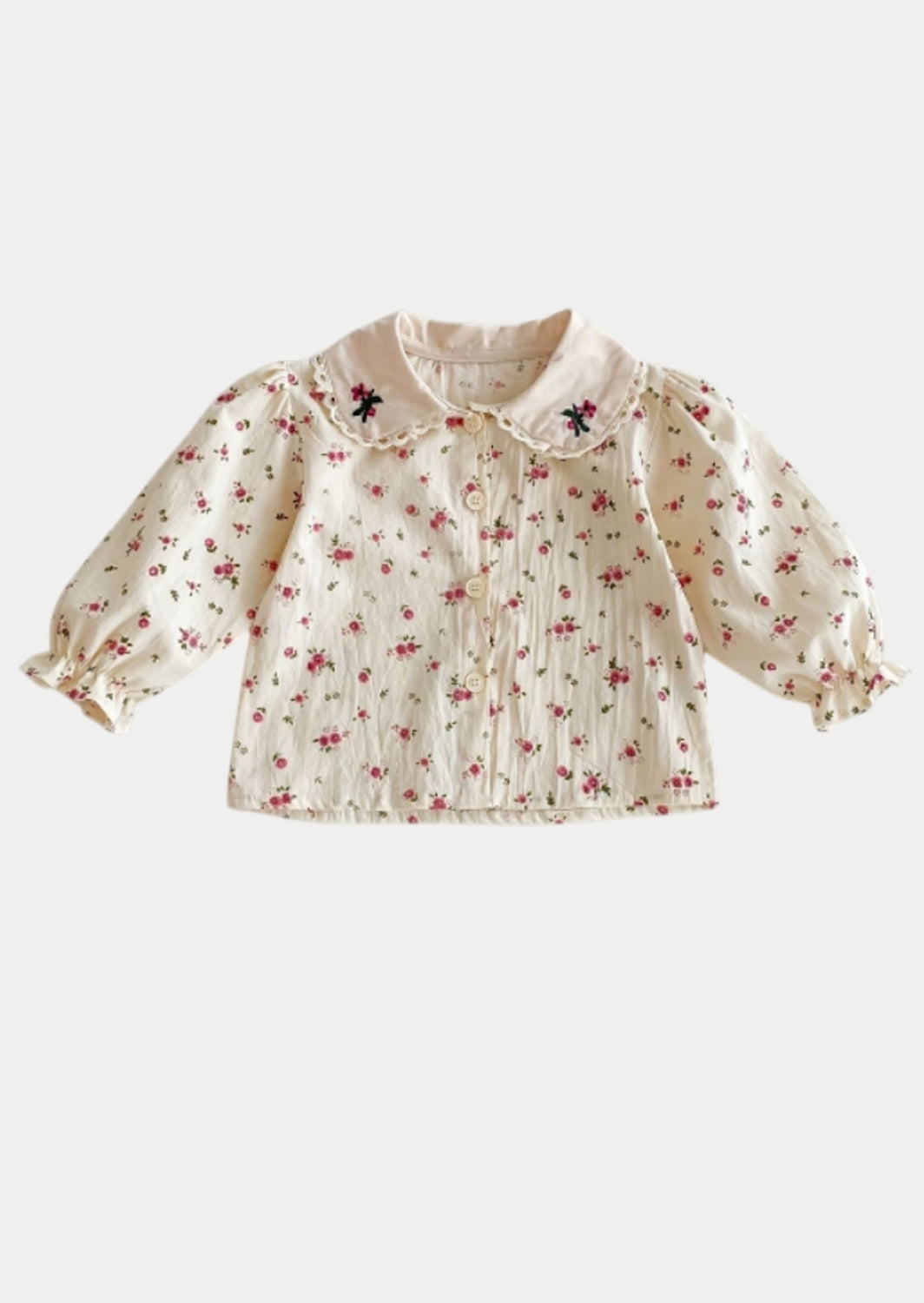Long Sleeve Floral Print Girl Shirt