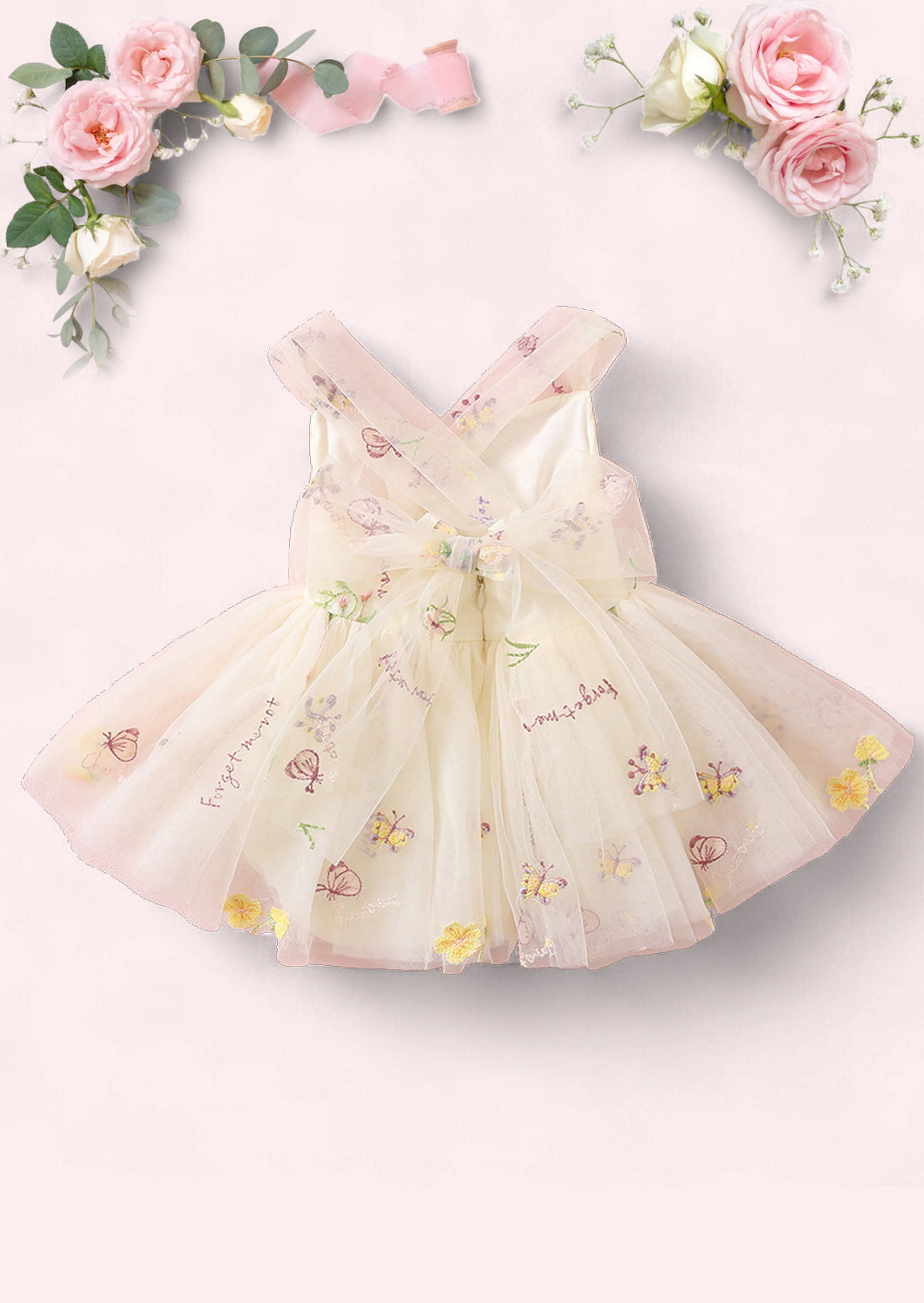 Baby Girl Tie Back Summer Cake Smash Romper In Ivory Cream