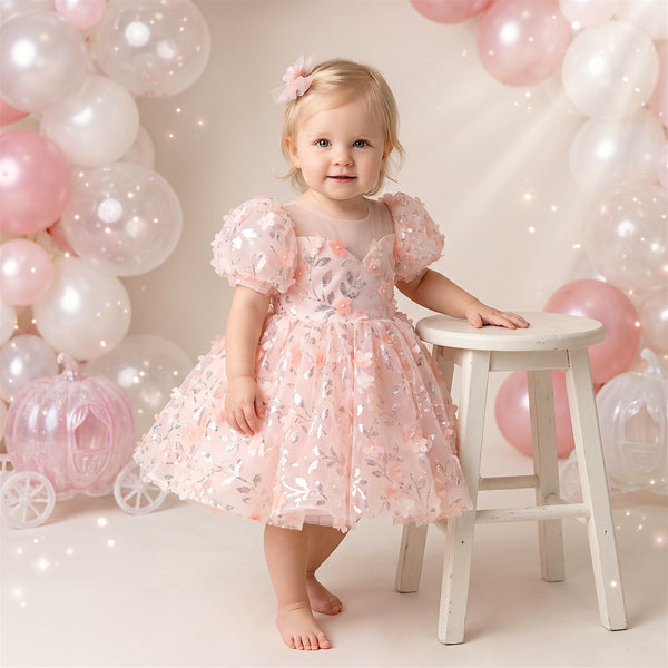 Crystal Leaves & Flower Faries Dress | cake smash dress for baby girl