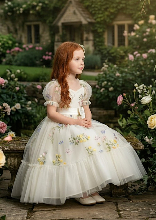 Custom Flower Girl Dresses - Made to Order Floral Tulle Dresses