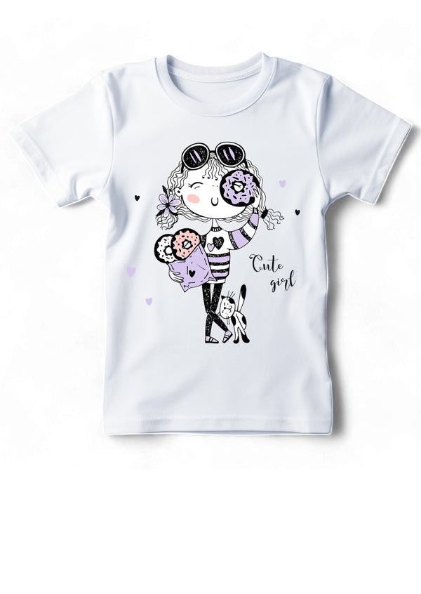 Cute Girl Pastry Donuts Tee in Lavender