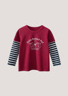 Burgundy & Stripe Long Sleeve Rabbit Tee