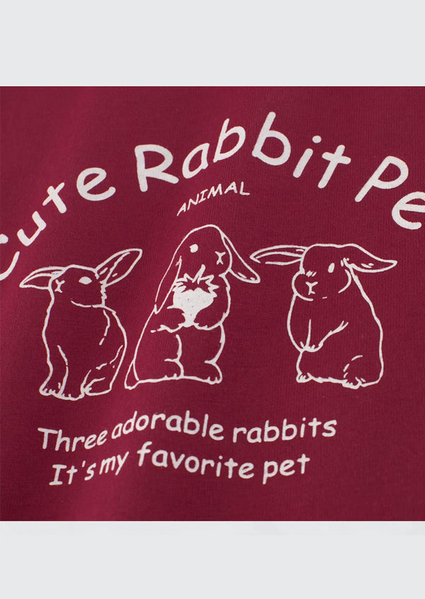 Burgundy & Stripe Long Sleeve Rabbit Tee