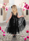 Black tulle sleeveless Boho flower girl dresses